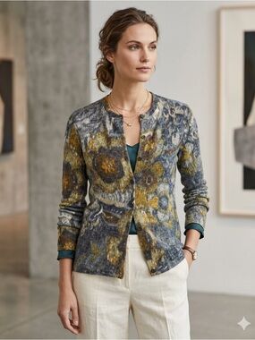 Olga Santoni Abstract Designer Cardigan Size 10 US